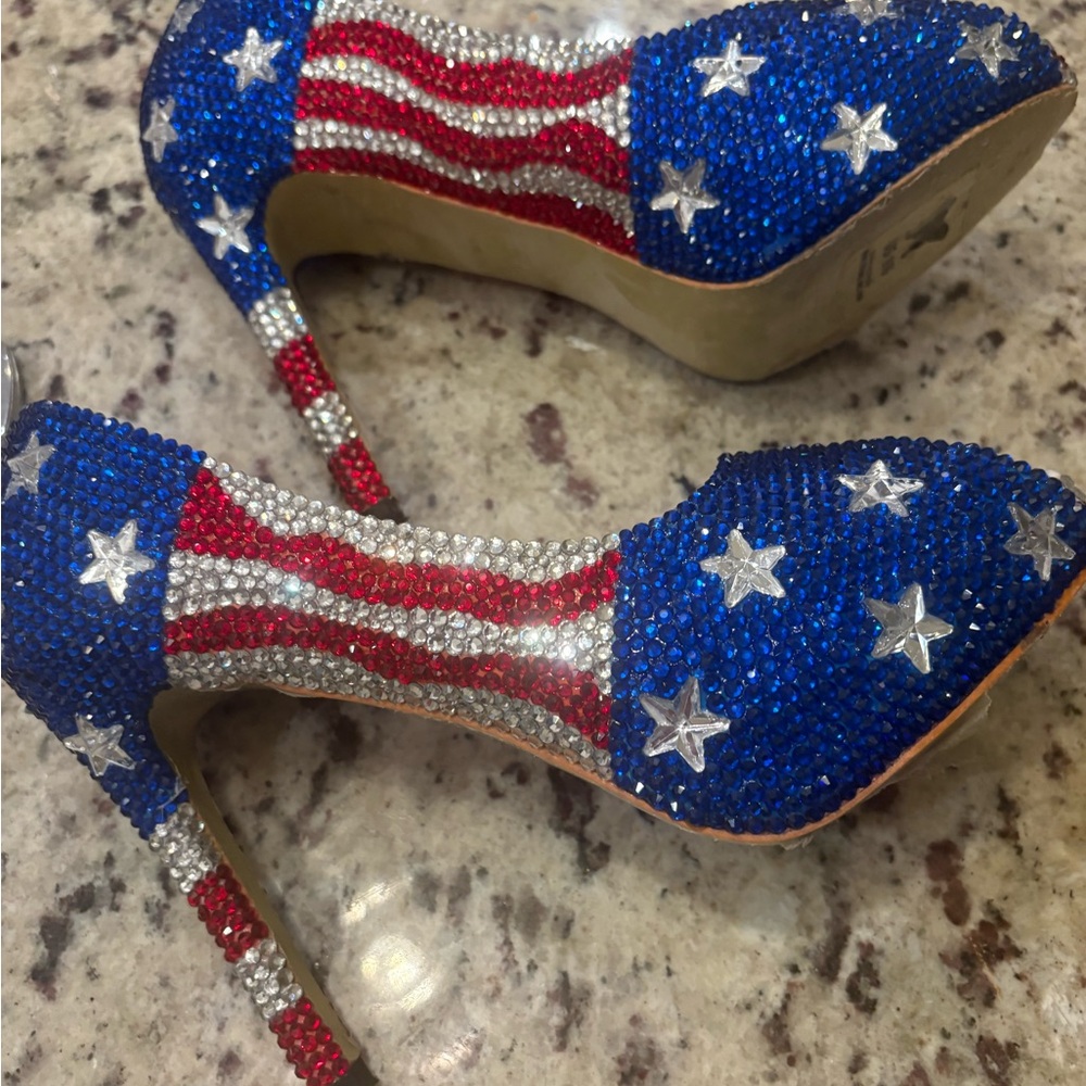 Marc Defang Patriotic Starry Peep Toe Heels - Picture 4 of 5